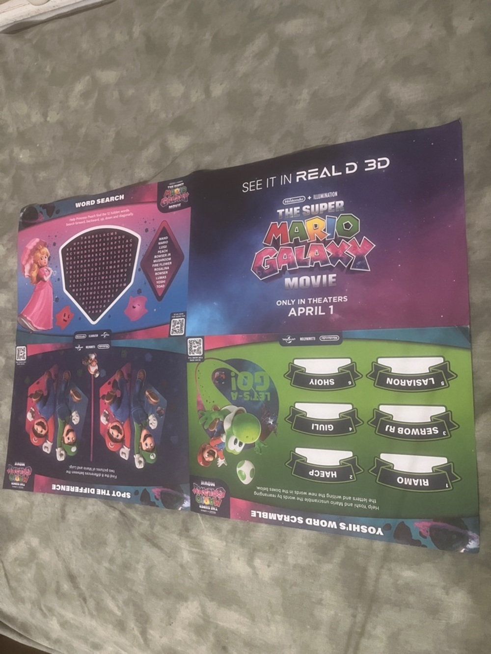 Super Mario Galaxy 18x24 Movie Poster ORIGIN Fold-Up (2-Sided) Nin ten do NEW - Picture 9 of 11